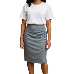 J.Crew Super 120's Wool Gray Ruched  Pencil Skirt Size 10
